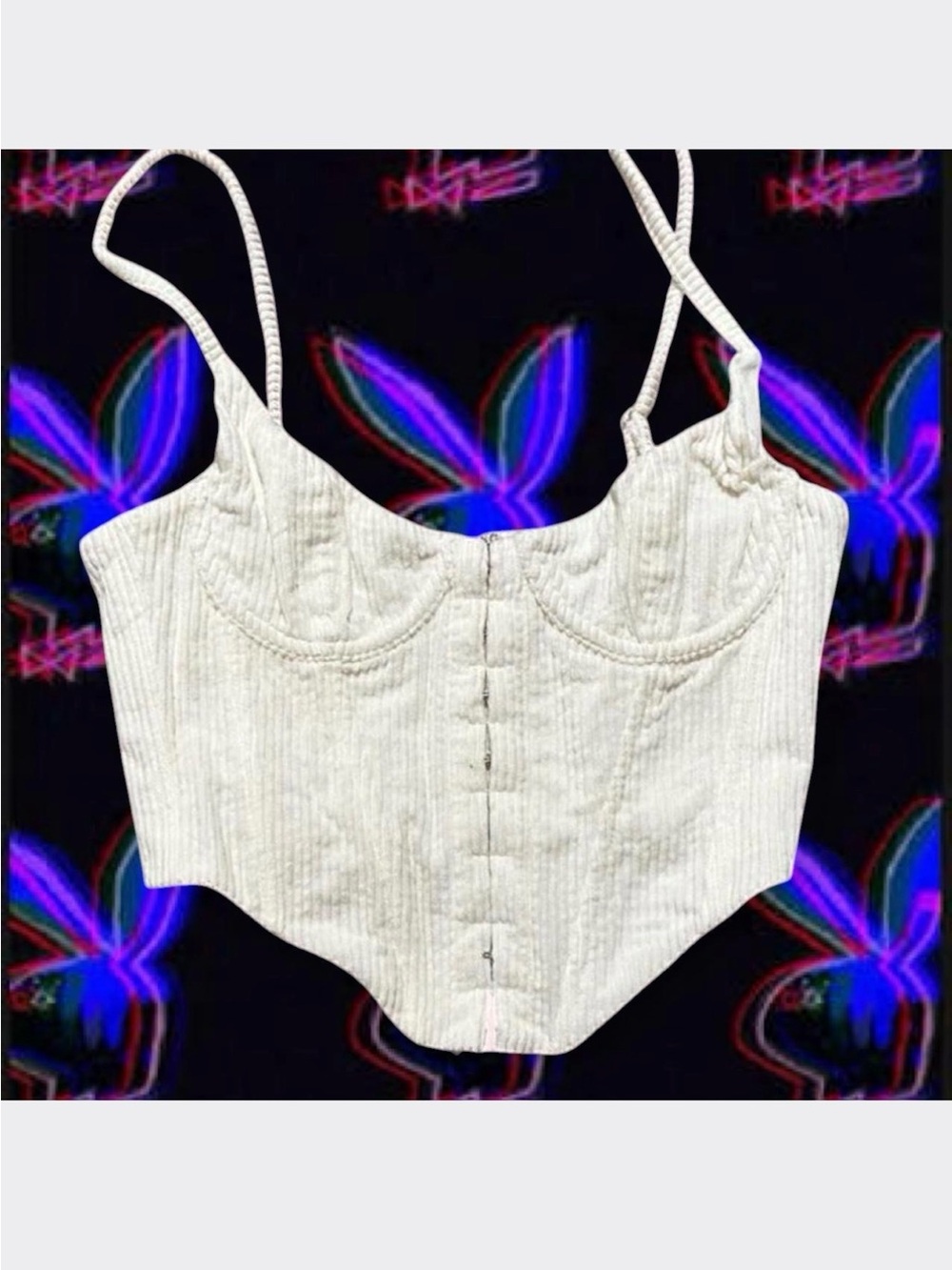 White Fox Corduroy Corset Bustier White Like New